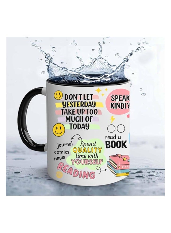 PRINTSHOP4ME Self-Care Coffee Mug For Women - Start Your Day With Inspiration - 11 Oz Motivational Mug With Daily Affirmations - Novelty Gift For Mental Health Awareness (Black Handle) - Image 2