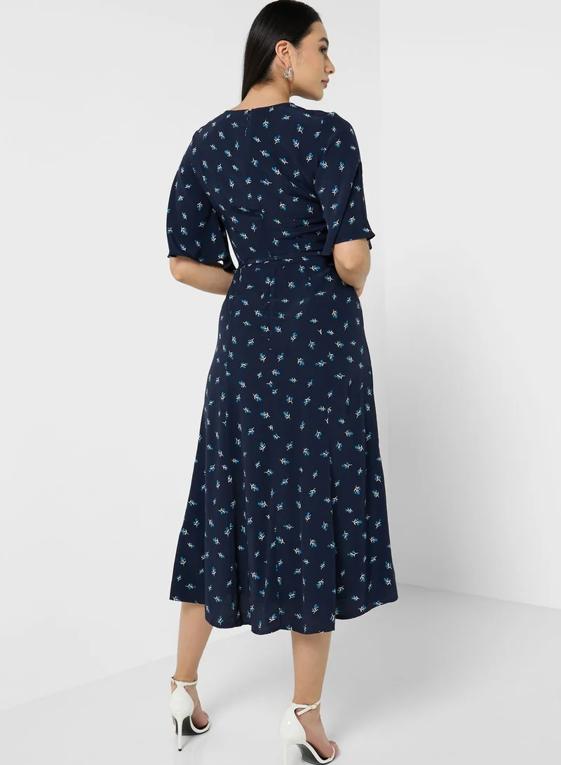 French Connection Printed Flute Sleeve Dress