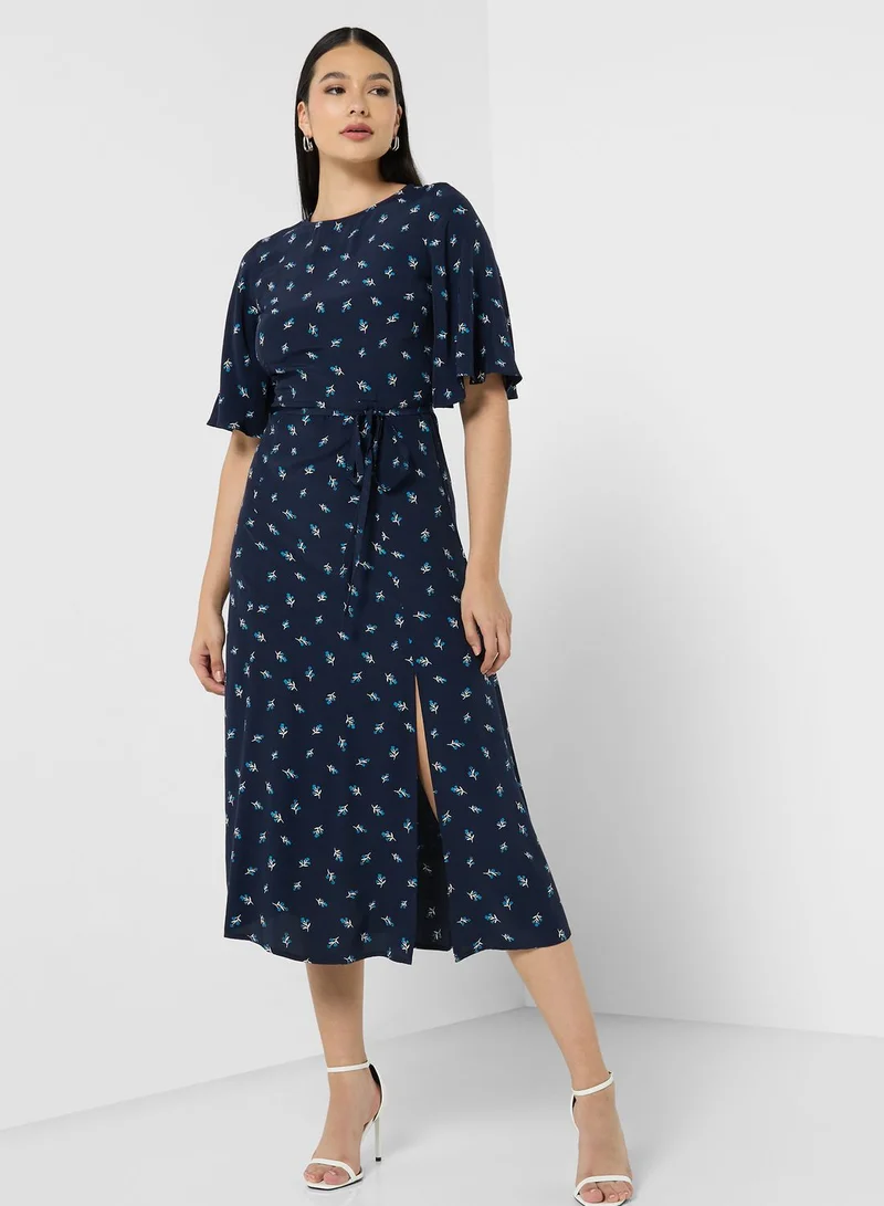 French Connection Printed Flute Sleeve Dress