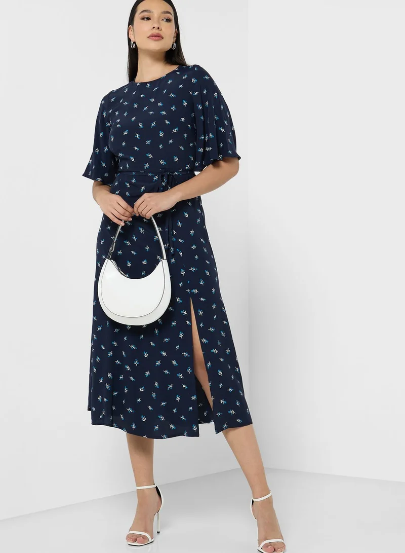 French Connection Printed Flute Sleeve Dress