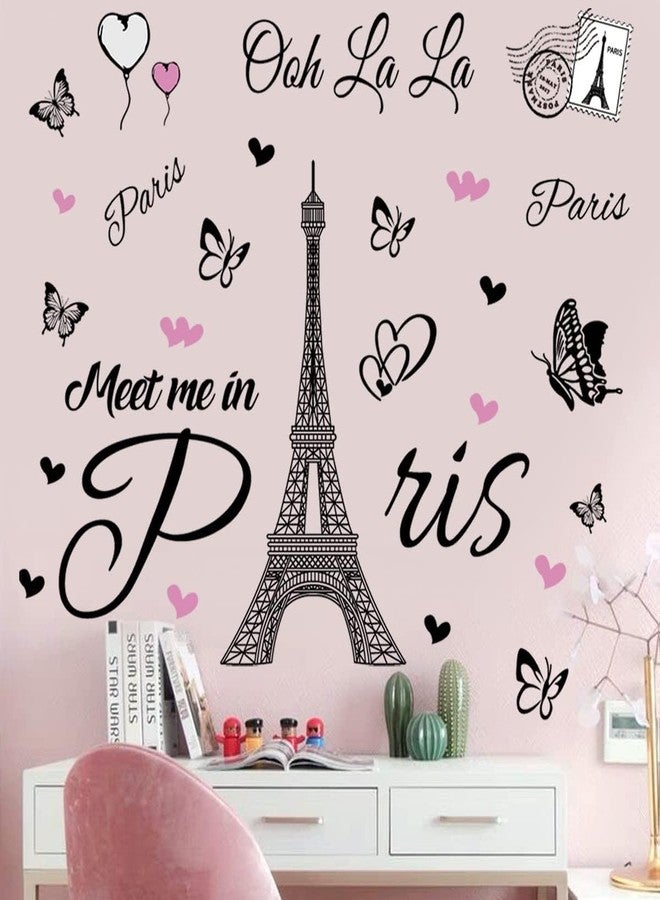 Datesno Paris Tower Wall Decal Paris Eiffel Tower Wall Sticker Vinyl Eiffel Tower Peel and Stick Wall Decals Removable Self-Adhesive Stickers Paris Tower Wall Decor for Bedroom Kitchen Office Background Livin - Image 4