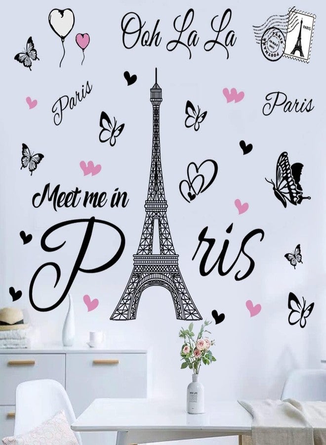 Datesno Paris Tower Wall Decal Paris Eiffel Tower Wall Sticker Vinyl Eiffel Tower Peel and Stick Wall Decals Removable Self-Adhesive Stickers Paris Tower Wall Decor for Bedroom Kitchen Office Background Livin - Image 2
