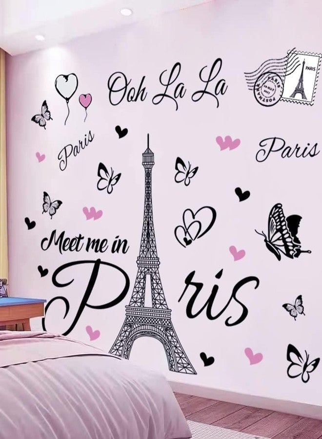 Datesno Paris Tower Wall Decal Paris Eiffel Tower Wall Sticker Vinyl Eiffel Tower Peel and Stick Wall Decals Removable Self-Adhesive Stickers Paris Tower Wall Decor for Bedroom Kitchen Office Background Livin - Image 1