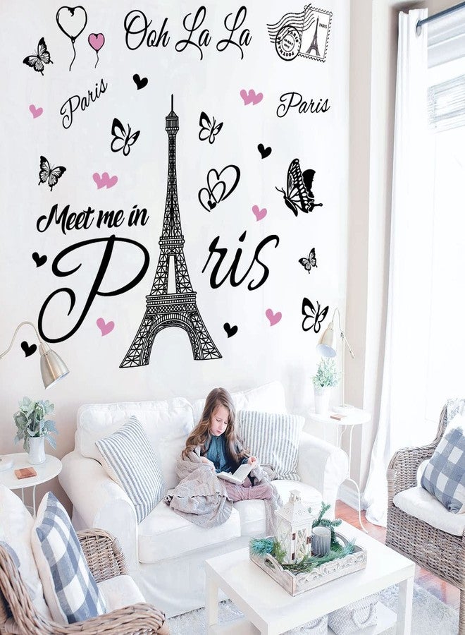 Datesno Paris Tower Wall Decal Paris Eiffel Tower Wall Sticker Vinyl Eiffel Tower Peel and Stick Wall Decals Removable Self-Adhesive Stickers Paris Tower Wall Decor for Bedroom Kitchen Office Background Livin - Image 3