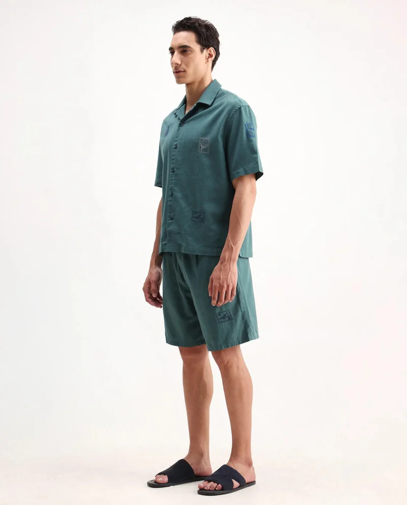Rare Rabbit Men's Embroidered Relaxed Fit Shorts