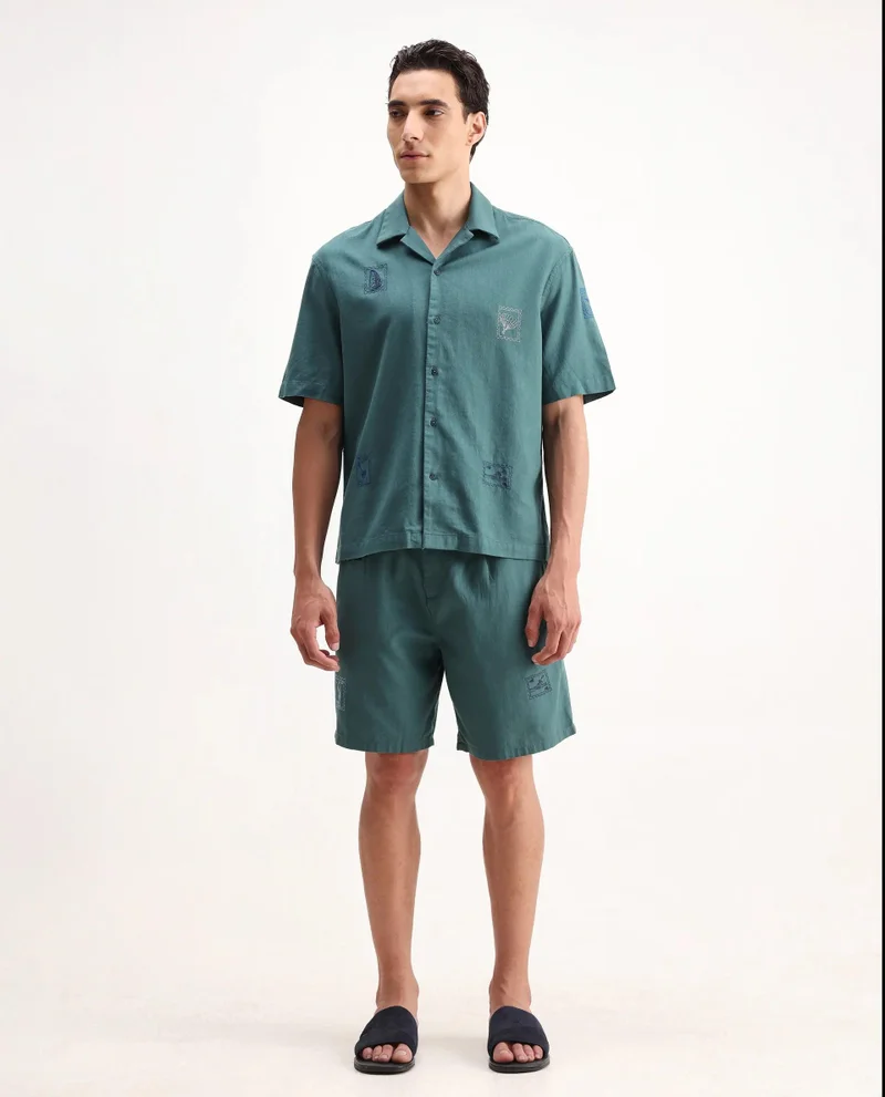 Rare Rabbit Men's Embroidered Relaxed Fit Shorts