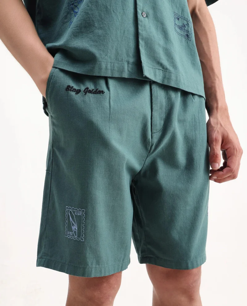 Rare Rabbit Men's Embroidered Relaxed Fit Shorts