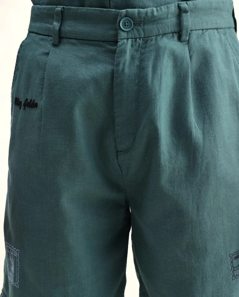 Rare Rabbit Men's Embroidered Relaxed Fit Shorts