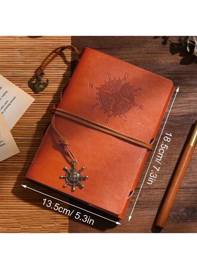 Vintage Leather Notebook Journal, A6 Refillable Spiral Bound Diary with 160Pages Blank Kraft Paper, Small Travel Sketchbook Writing Notebook - Image 4