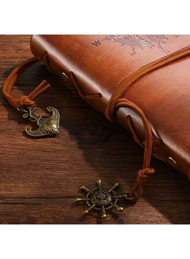 Vintage Leather Notebook Journal, A6 Refillable Spiral Bound Diary with 160Pages Blank Kraft Paper, Small Travel Sketchbook Writing Notebook - Image 5