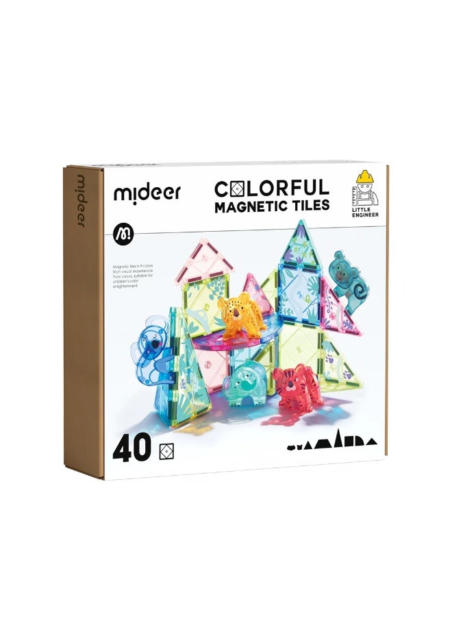 MiDeer أطقم بلاط مغناطيسي ملون من ميدير - غابة رائعة 40 قطعة - Image 1