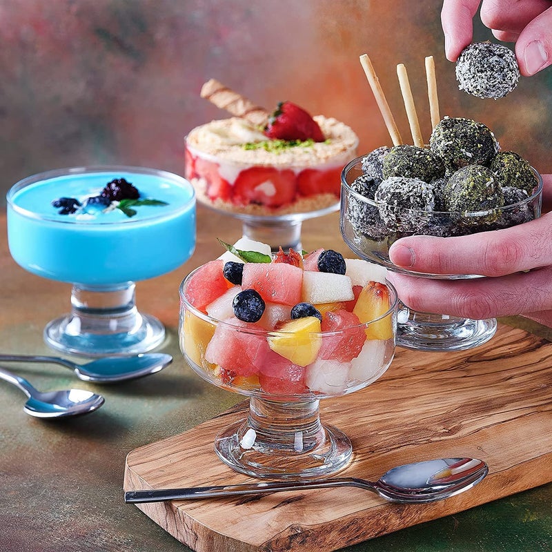 WQR Flower Design Glass Dessert Bowls Ice Cream Cup Home Restaurants and Parties Set of 4 QE ICE Bowl 4 - Image 2