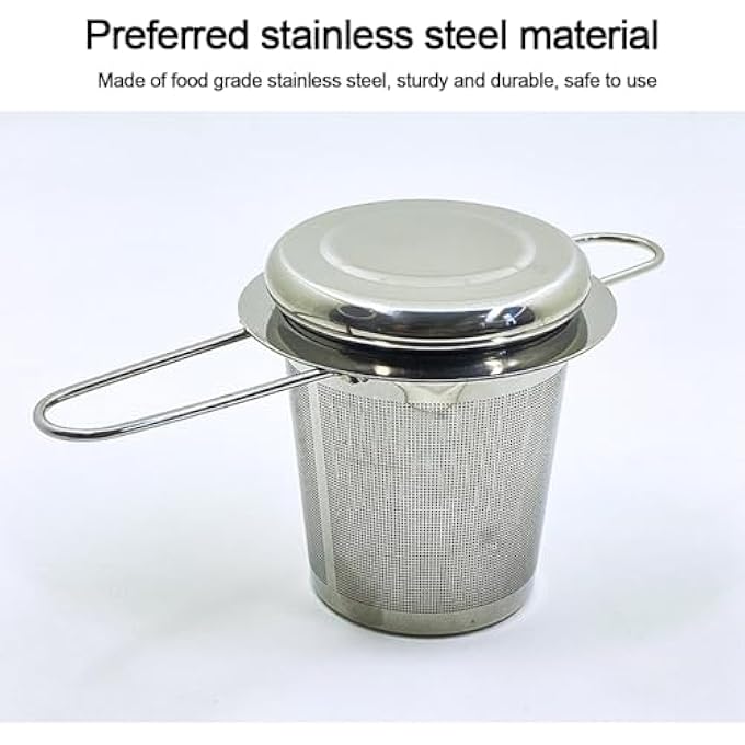 WUZIA Stainless Steel Mesh Tea Infuser With Lid Reusable Loose Leaf And Spice Filter For Teapots Mugs CupStyle 2 - Image 3