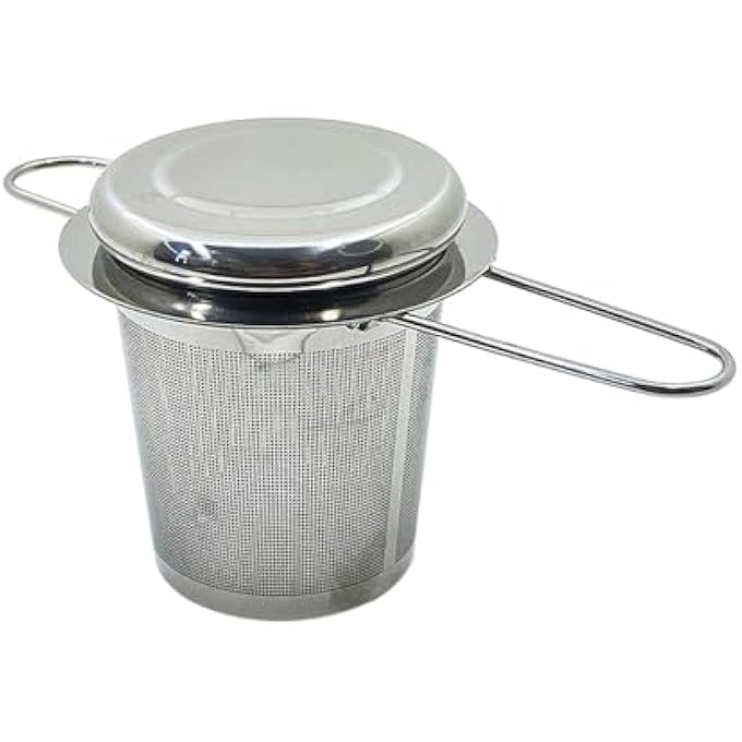 WUZIA Stainless Steel Mesh Tea Infuser With Lid Reusable Loose Leaf And Spice Filter For Teapots Mugs CupStyle 2 - Image 1