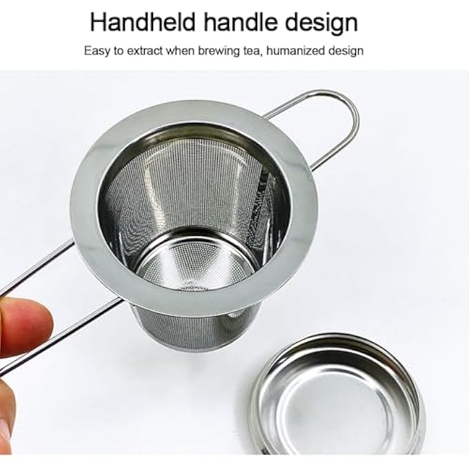 WUZIA Stainless Steel Mesh Tea Infuser With Lid Reusable Loose Leaf And Spice Filter For Teapots Mugs CupStyle 2 - Image 5
