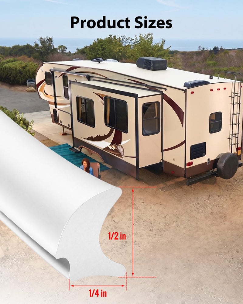 QLZOZB Silicone Rubber RV Window Seal 12 x 14 White Weather Stripping Seal for RV Stationary Window Glass Edge Marine Boat Truck Automotive Weatherproof Sound Insulation Gasket Seal Trim 30FT - Image 4
