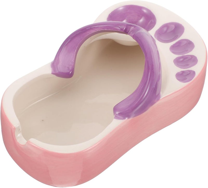 Ceramic Slipper Ashtray Tabletop Decorative Ash Tray for Household Use Purple Creative Craft Ornament for Living Room Home Smoking Area - Image 1