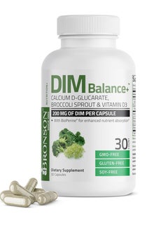 Bronson DIM Balance+ Calcium DGlucarate Broccoli Sprouts and Vitamin D3 200 MG of DIM 30 Capsules 