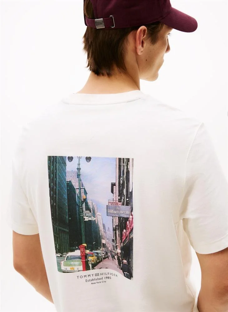 Tommy Hilfiger Ivory Petal Photo Print Graphic Regular Fit T-Shirt for Men | Best Price UAE