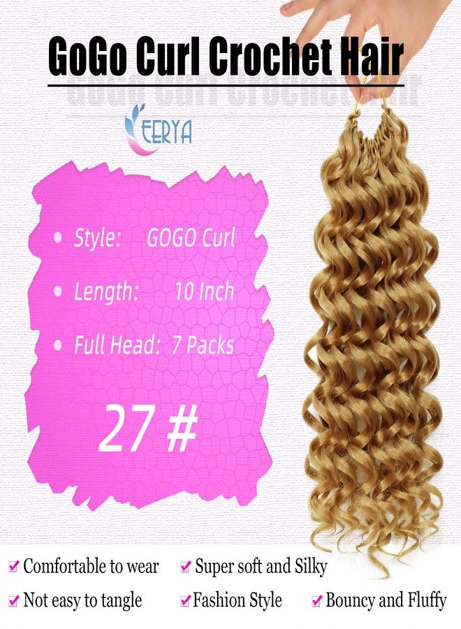 Eerya 7 Packs GoGo Curl Crochet Hair Short Curly Crochet Hair for Women Water Wave Beach Curl Deep Twist Crochet Braids Synthetic crochet Hair Extensions (10 Inch, #27) - Image 3