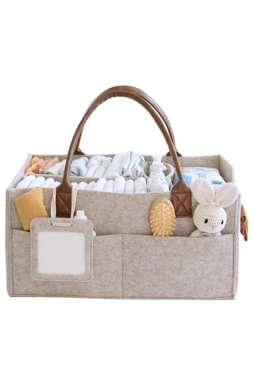 Diaper Caddy Organizer, Nursery Storage Basket for Newborn Essentials, Neutral Gift for Baby Shower, Registry Must-Have, Car Organizer for Diapers and Wipes