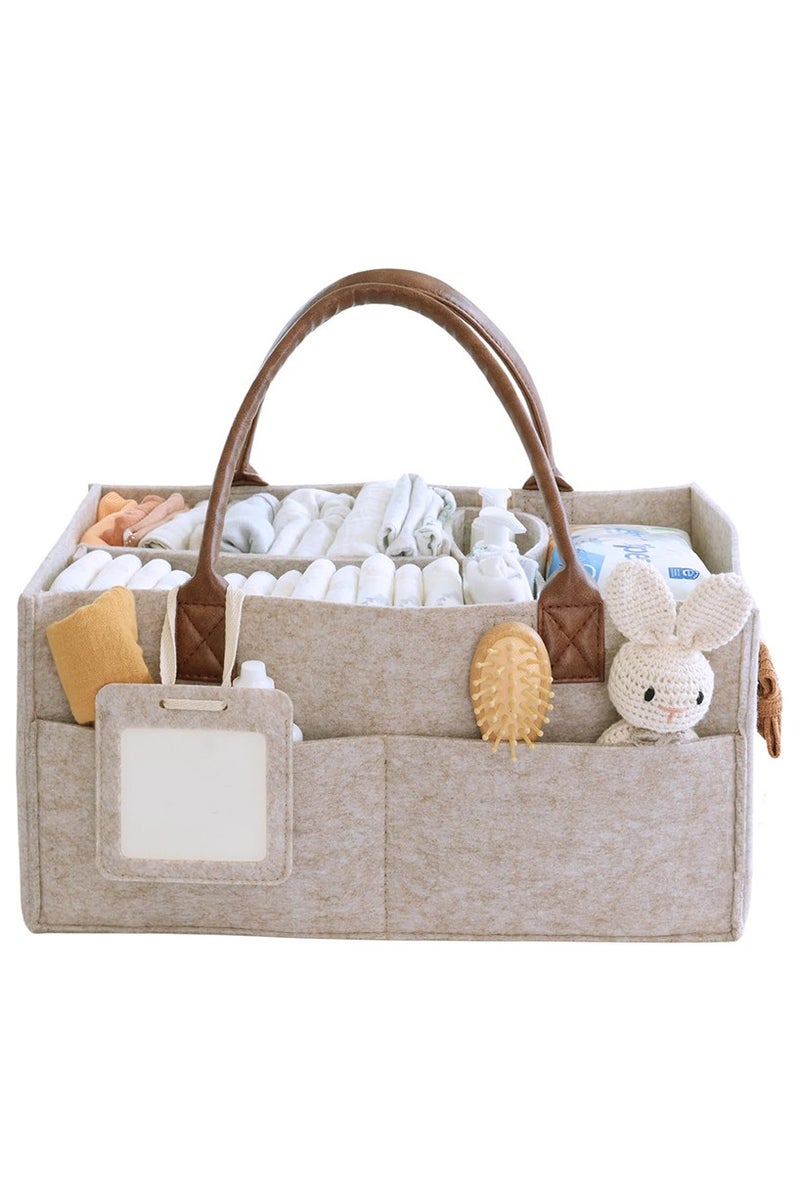 Diaper Caddy Organizer, Nursery Storage Basket for Newborn Essentials, Neutral Gift for Baby Shower, Registry Must-Have, Car Organizer for Diapers and Wipes - Image 1