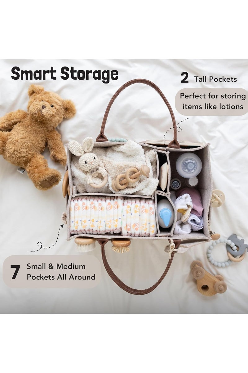 Diaper Caddy Organizer, Nursery Storage Basket for Newborn Essentials, Neutral Gift for Baby Shower, Registry Must-Have, Car Organizer for Diapers and Wipes - Image 3