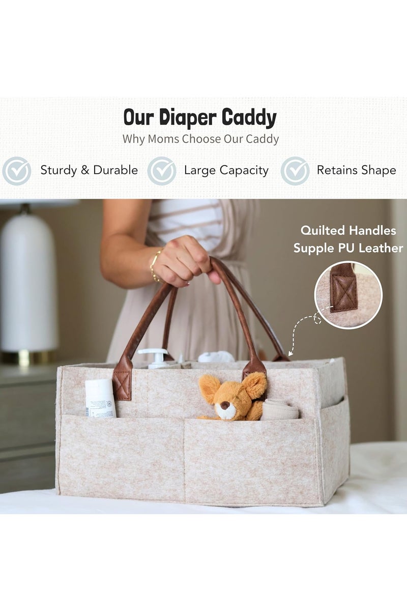 Diaper Caddy Organizer, Nursery Storage Basket for Newborn Essentials, Neutral Gift for Baby Shower, Registry Must-Have, Car Organizer for Diapers and Wipes - Image 4