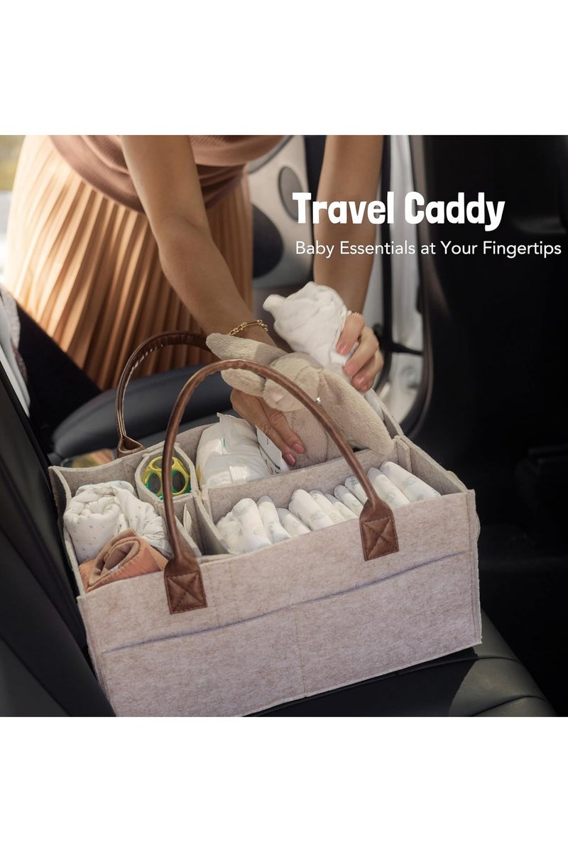 Diaper Caddy Organizer, Nursery Storage Basket for Newborn Essentials, Neutral Gift for Baby Shower, Registry Must-Have, Car Organizer for Diapers and Wipes - Image 5