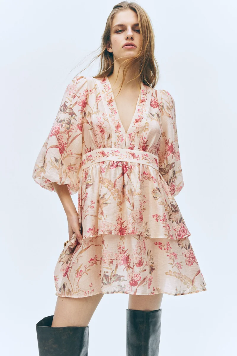 اتش اند ام فستان من مزيج الكتان