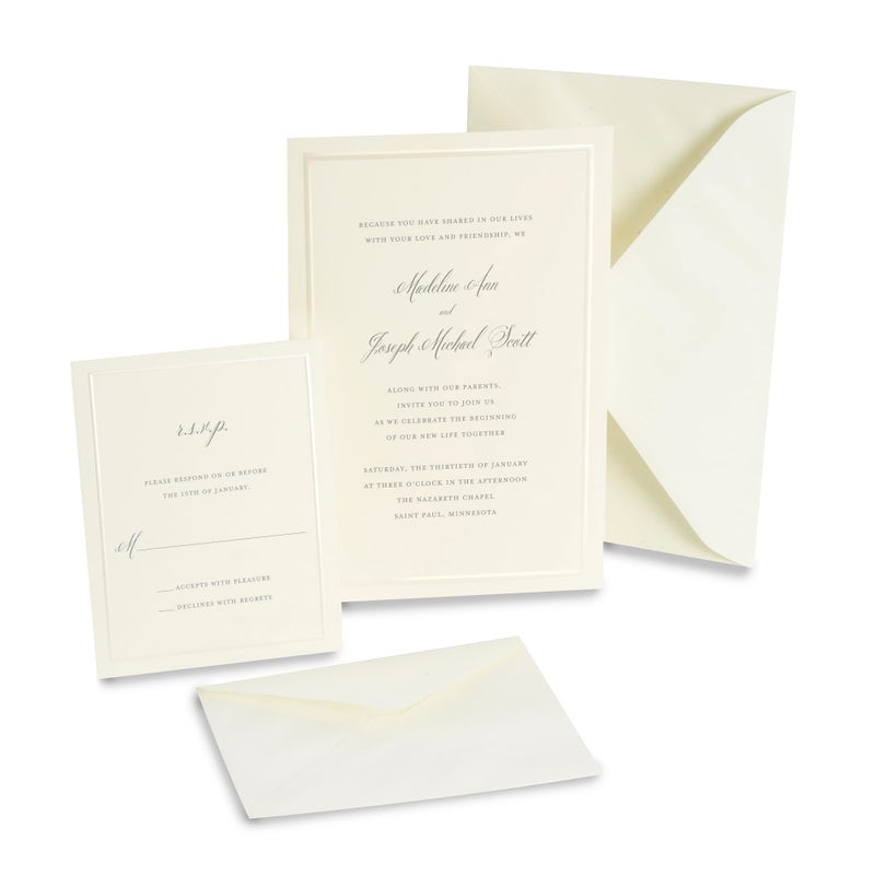Gartner Studios Gartner Studios 61007 Invitation Kit Ivory Pearl Foil Border 