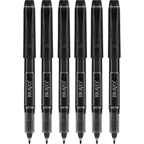 PILOT 6 PENS Pilot Bravo Liquid Ink Marker Pen, Bold Point, Black (PIL11034) - Image 5