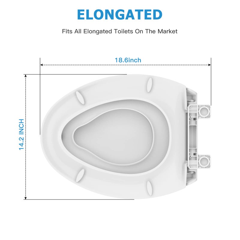 Hosslly Elongated Toilet Seat with Built in Potty Training Seat, Potty Training Toilet Seat for Toddlers, Magnetic Kids Seat and Cover, Slow Close and Never Loosen, Fits both Adult and Child, White, 19" - Image 4