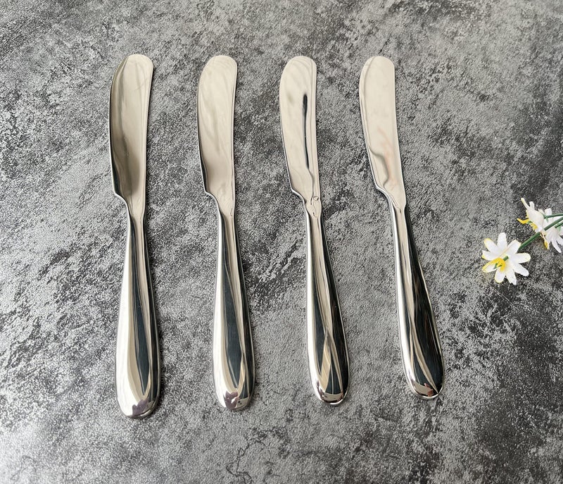 4 Pieces Set Butter knife Pate Knife Cheese Spreader Thick and Smooth Handle Food Safety Material Stainless Steel 1810 SUS 304 for Home Restaurant Party breakfast Mirror