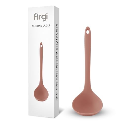 FIRGI Platinum Silicone Cooking Ladle for Baking, Scraping & Mixing, 100% Food Grade Colorful Silicone Kitchen & Serving Utensils, Heat Resistant, Non-Stick Cookware - 8.6 inch Dry Rose - Image 1