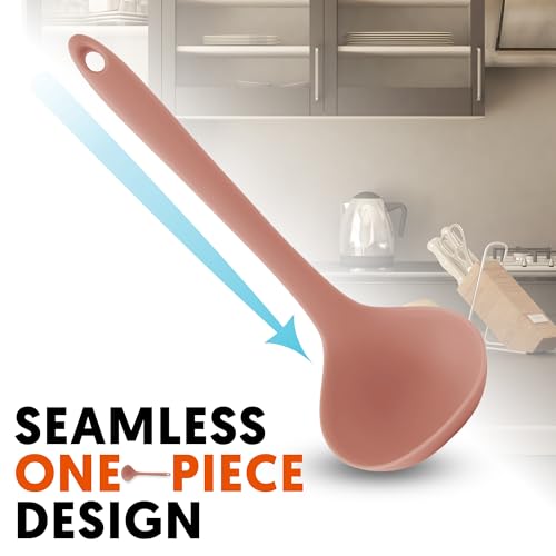 FIRGI Platinum Silicone Cooking Ladle for Baking, Scraping & Mixing, 100% Food Grade Colorful Silicone Kitchen & Serving Utensils, Heat Resistant, Non-Stick Cookware - 8.6 inch Dry Rose - Image 4
