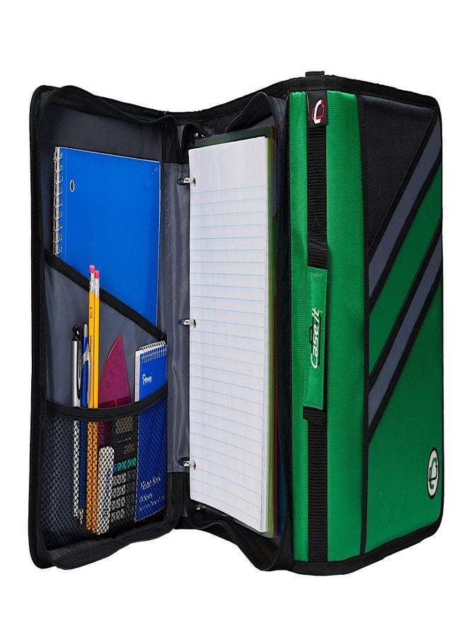 Case it Case-it The Z Shape Zipper Binder - Two Binders in One - Double Sided 1.5 Inch D-Ring - Multiple Pockets - 500 Page Capacity - Comes with Shoulder Strap, Blue Z-176 - Image 2