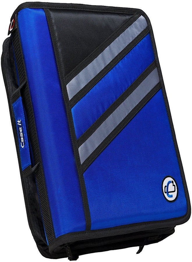 Case it Case-it The Z Shape Zipper Binder - Two Binders in One - Double Sided 1.5 Inch D-Ring - Multiple Pockets - 500 Page Capacity - Comes with Shoulder Strap, Blue Z-176 - Image 1