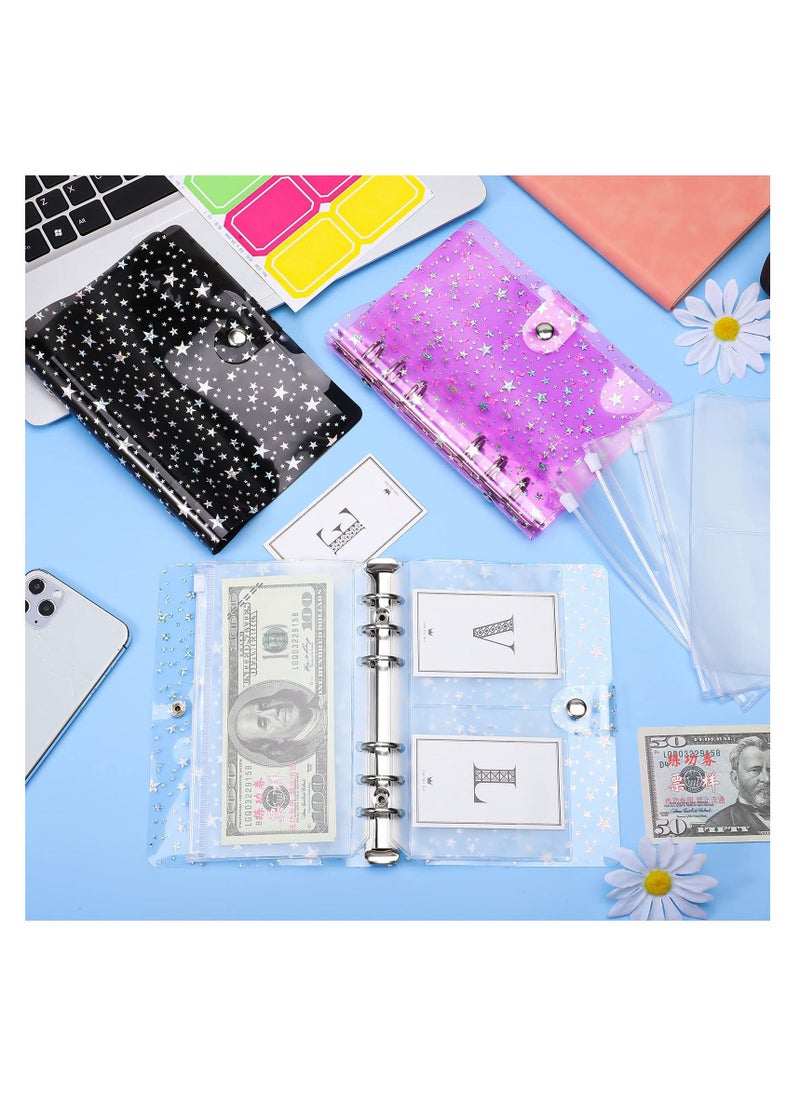 Excefore A6 Notebook Binder, 3 Pcs Cover Star PVC Soft 6-Ring Binder, Cover with Snap Button Closure Loose Leaf Folder Notebook, with Star Decor, for Journal Planner, Office Stationery Supplies  - Image 5
