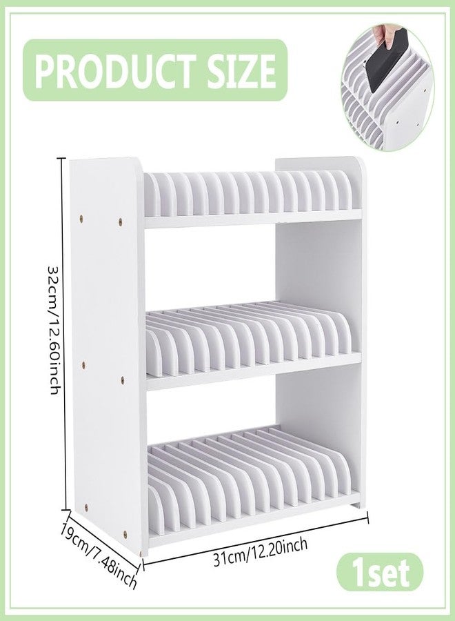 UNICRAFTALE 3-Tier White Wooden Phones Storage 45-Grid Classroom Cell Phone Holder Mobile Phone Desktop Organizer Storages Box Adjustable Multiple Cell Phones Rack Caddy for Classroom Office - Image 3