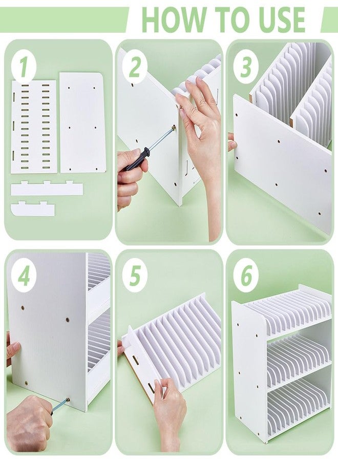 UNICRAFTALE 3-Tier White Wooden Phones Storage 45-Grid Classroom Cell Phone Holder Mobile Phone Desktop Organizer Storages Box Adjustable Multiple Cell Phones Rack Caddy for Classroom Office - Image 4