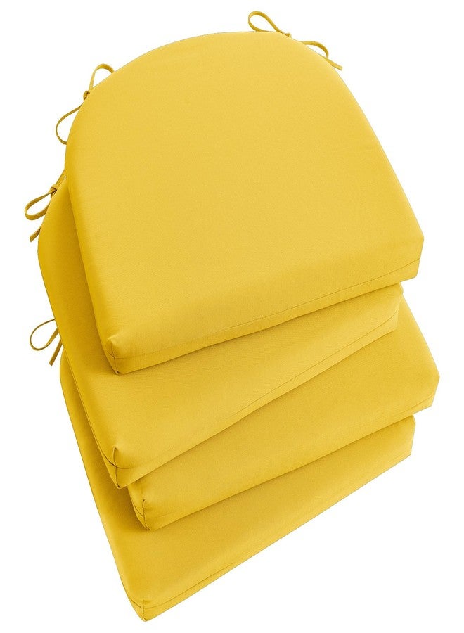 Basic Beyond Outdoor Chair Cushions Set of 4, Outdoor Cushions for Patio Furniture, Water Resistant Patio Chair Cushions with 2 Ties, 17x16x2, Yellow - Image 1