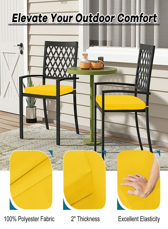 Basic Beyond Outdoor Chair Cushions Set of 4, Outdoor Cushions for Patio Furniture, Water Resistant Patio Chair Cushions with 2 Ties, 17x16x2, Yellow - Image 2