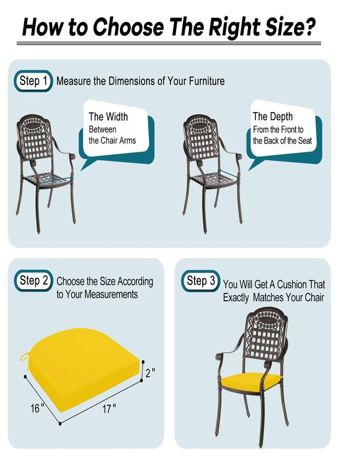 Basic Beyond Outdoor Chair Cushions Set of 4, Outdoor Cushions for Patio Furniture, Water Resistant Patio Chair Cushions with 2 Ties, 17x16x2, Yellow - Image 5