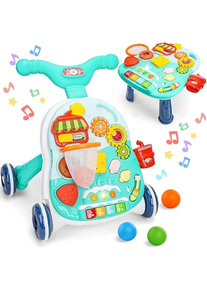 سکیلو 2 في 1 Baby Push Walker ومركز النشاط - لعبة تعليمية من الجلوس إلى الوقوف مع الموسيقى والأضواء للرضع من 6 إلى 12 شهرا - دعم المشي للأولاد والبنات - Image 1