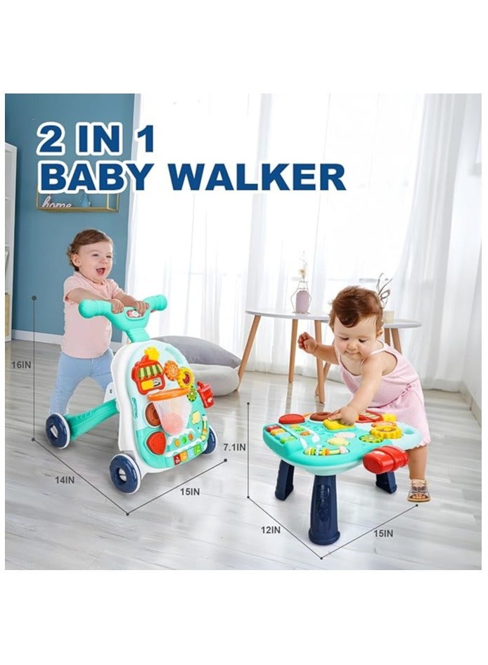 سکیلو 2 في 1 Baby Push Walker ومركز النشاط - لعبة تعليمية من الجلوس إلى الوقوف مع الموسيقى والأضواء للرضع من 6 إلى 12 شهرا - دعم المشي للأولاد والبنات - Image 2
