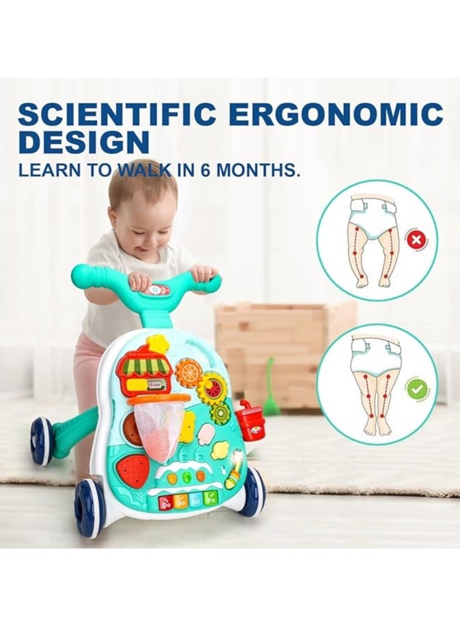 سکیلو 2 في 1 Baby Push Walker ومركز النشاط - لعبة تعليمية من الجلوس إلى الوقوف مع الموسيقى والأضواء للرضع من 6 إلى 12 شهرا - دعم المشي للأولاد والبنات - Image 3