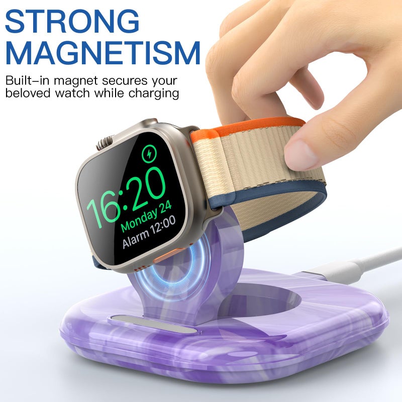 ZIKUREL for Apple Watch Magnetic Charging Dock - Fast Magnetic Charger Stand, Compatible with Apple Watch Series 2/3/4/5/6/7/8/9/10/Ultra 1 2, Supports Nightstand Mode, Portable Design for Travel - Image 3