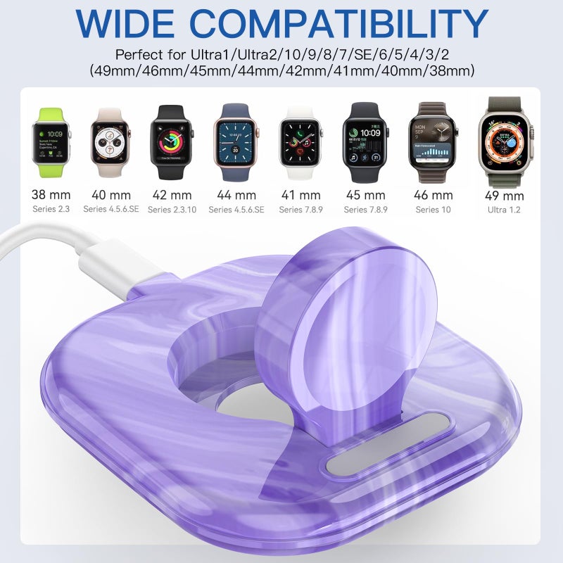 ZIKUREL for Apple Watch Magnetic Charging Dock - Fast Magnetic Charger Stand, Compatible with Apple Watch Series 2/3/4/5/6/7/8/9/10/Ultra 1 2, Supports Nightstand Mode, Portable Design for Travel - Image 4