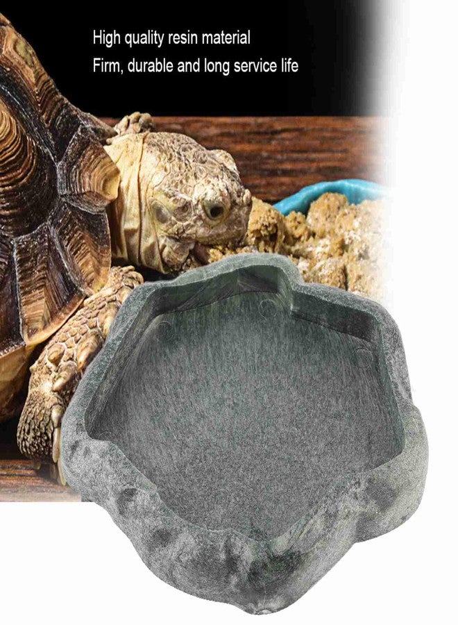 Kodrily Reptile Water Dish, Resin Rock Snake Water Bowl, Dark Green Firm Reptile Water Bowl, Large Tortoise Feeding Bowl for Tortoise Lizard Pets Feeding Accessories, 5.51x4.72x0.63in (S) - Image 2